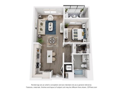 Floor plan for 1 bed, 1 bath, 780 sqft